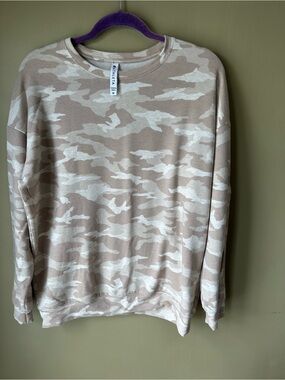 Athleta Beige & Cream Camo Crewneck Sweatshirt